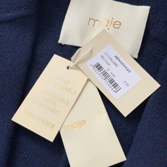 Maje Galami Double-Faced Wool Coat Marine Size 38 - Picture 9 of 10